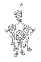 A coloring page of monster buster club